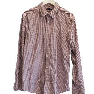 Gap Non Iron Mens Button Down Shirt Plaid Size Large Slim Fit 100% Cotton